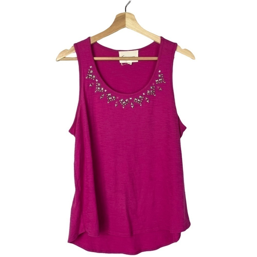 Two Vince Camuto Hot Pink Embellished Scoop Neck Tank Top M